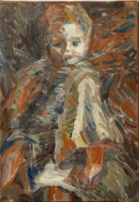 Иванов Игорь. Кукла. 1974 г. Холст, масло. 36х25 см. Работа подписана с оборота.Иванов Игорь 