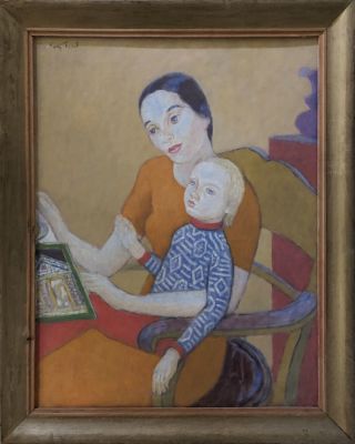 Буров Константин. Мать и дитя. Холст, масло. 70х54 см. Работа подписана с лицевой и обратной 