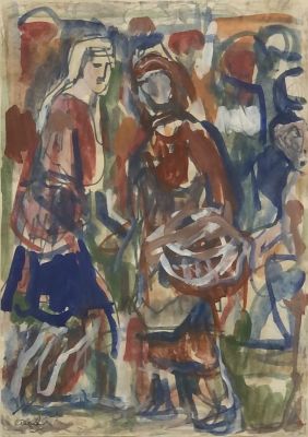 Гершов Соломон. Разговор. 1960-е гг. Бумага, смешанная техника, 29,5х21,4 см. Работа в хорошем 