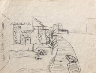 Рихард Васми. Пейзаж. 1970-е гг. Бумага, карандаш, 20,6х26,7 см. Работа в хорошем состоянии 