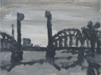 Сотников Иван. Финляндский ж/д мост. 2008 г. Картон, масло, 30х40 см. Работа в хорошем 