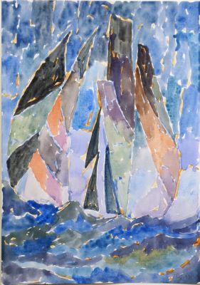Иванов Игорь. Паруса. 2013 г. Бумага, акварель, 42х30 см. Работа в хорошем состоянии, за 