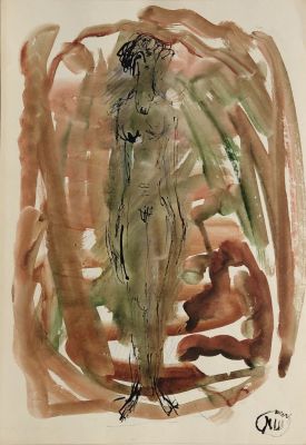 Шаталов Михаил. Обнаженная. 1990-е гг. Бумага, акварель, тушь. 42х29,5 см. Работа в хорошем 