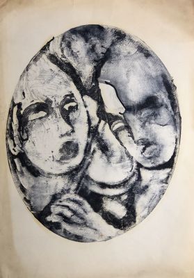 Манусов Александр. Двойной портрет. 1970-е гг. Бумага, монотипия, 46,5х37,5 см. Работа в 