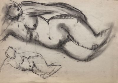 Манусов Александр. Ню. 1970-е гг. Бумага, уголь, 29х40,5 см. Работа в хорошем состоянии, за 