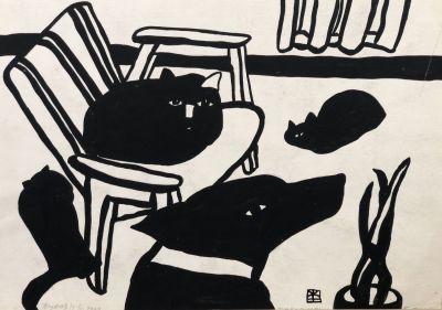 Жуков Николай. Тихая гавань. 1997 г. Бумага, гуашь. 29,5х41,7 см. Работа в хорошем состоянии 