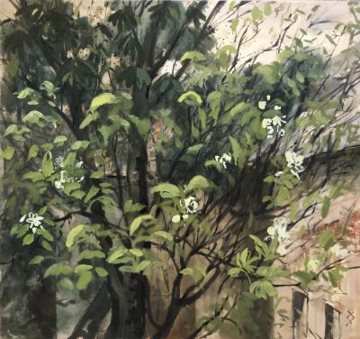 Хахо Владимир. Вид из окна (Весна). 2004 г. Холст, масло. 80х75 см. Работа в хорошем состоянии 