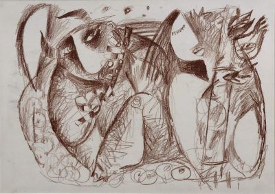 Шрага Вячеслав. Игра пана. 2000-е гг. Бумага, соус. 29,7х42 см. Работа в хорошем состоянии, без 