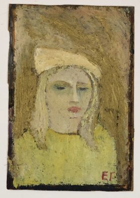 Гиндпер Евгений. Женский портрет. 1970-е гг. Картон, масло. 30,5х21 см. Работа в хорошем 