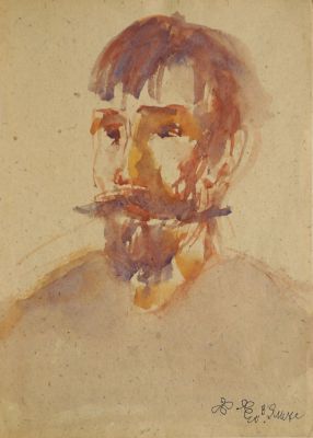 Яшке Владимир. Мужской портрет. Бумага, акварель. 40,5х29,5 см. Работа в хорошем состоянии 
