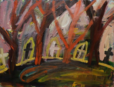 Колдобская Марина. Кладбище. 1989 г. Холст, масло 61х81 см. Работа в хорошем состоянии, за 