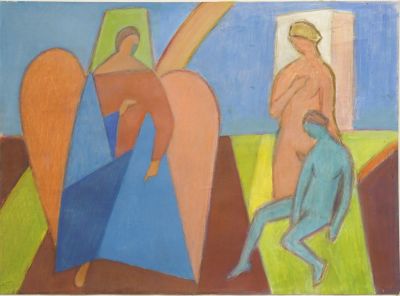 Иванов Михаил. Пир на пустыре. 2020 г. Картон, смешанная техника. 36х49,5 см. Работа в хорошем 