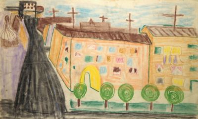 Сорокин Владимир. Без названия (Пейзаж). 1980-е гг. Бумага, пастель. 53х86 см. Работа без 