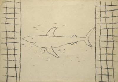 Овчинников Вадим. Акула. 1980-е гг. Бумага, уголь. 42,7х61 см. Работа в хорошем состоянии, без 