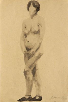 Воинов Всеволод. Обнаженная. 1925 г. Бумага, акварель. 29х19,5 см. Работа в хорошем состоянии 