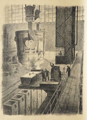 Успенский Владимир. Донбасс. Металлургический завод. 1931 г. Бумага, автолитография. 38х28 см 