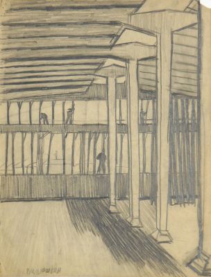 Прошкин Виктор. Из серии &laquo;Зэки строят &laquo;Харьковстрой&raquo;&raquo;. 1933-1935 гг. Бумага, карандаш. 41,5х32 см. 