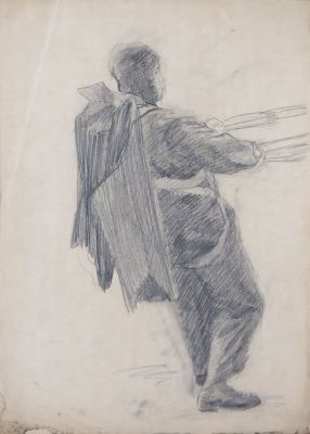 Прошкин Виктор. Из серии &laquo;Парашютисты&raquo;. 1933-35 гг. Бумага, карандаш, 44,5х32 см. Работа в 