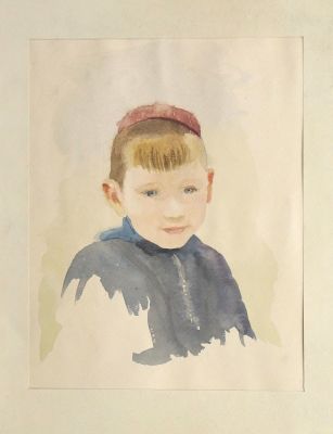 Капусцинский Виктор. Портрет мальчика. 1940-е гг. Бумага, акварель. 24х19 см. Работа в хорошем 
