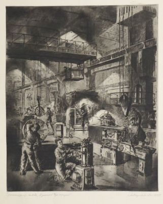 Морозов-Лас Алексей. Завод &laquo;Красный пролетарий&raquo;. 1935 г. Бумага, офорт, 67х55 см. Работа в 