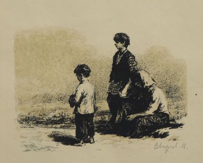 Морозов Виктор. Без названия. 1936 г. Бумага, литография. 13х17,5 см (лист 37х28 см). Работа в 