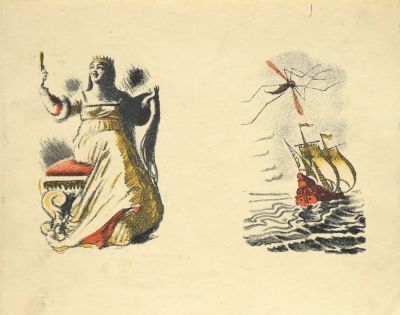 Кибрик Евгений. Иллюстрация к сказкам Пушкина. 1936 г. Бумага, цветная литография. 12х7,5 см; 