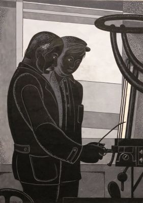 Лавров Петр. Ученик. 1972 г. Бумага, темпера. 67,5х48 см. Работа в хорошем состоянии, за 