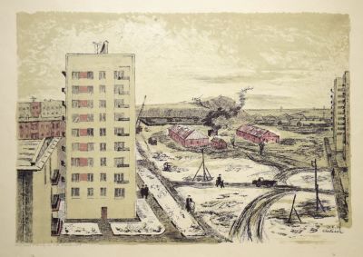 Любимова Антонина. Выход к заливу на острове Декабристов. 1966 г. Бумага, цветная 