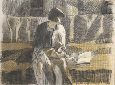 Лямин Алексей. Мамина сказка. 1986 г. Бумага, карандаш, акварель. 44,5х59,4 см. Работа в 