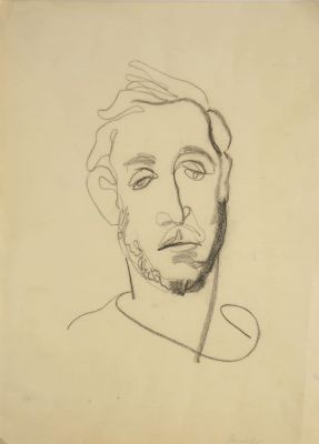 Носкович Нина. Портрет. Бумага, уголь. 31х21 см. Работа в хорошем состоянии, без авторской 