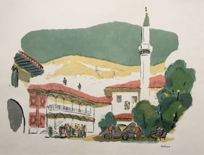 Ивлев Павел.Крым. Бахчисарай.1960-е. Бумага, литография, 29,5х40,4 см, лист 40х60 см.. Работа 