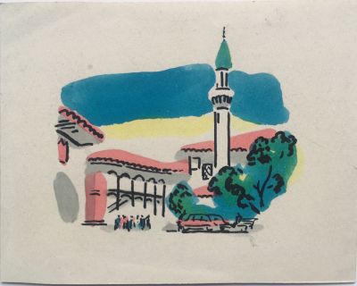 Ивлев Павел. Крым. Бахчисарай, 1960-е гг. Тушь, анилиновые краски, 10,8х13,8 см. Работа в 