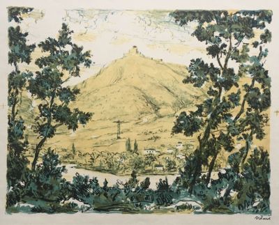 Ивлев Павел. Мцхета. Вид на Джвари с Военно-Грузинской дороги. 1957 г. Бумага, литография 