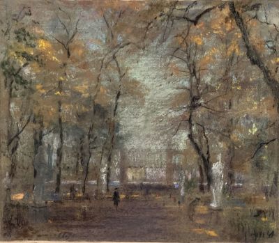 Бернштейн Станислав. Летний сад. Осень. 1990 г. Бумага, пастель. 32х37 см. Работа в хорошем 