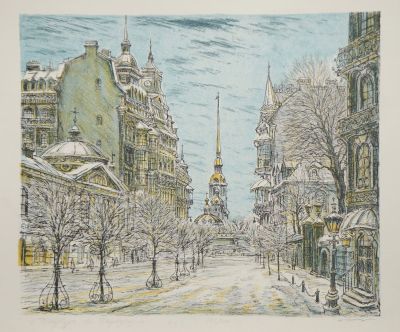 Блинов Валентин. Санкт-Петербург. На Петроградской. 1980-е гг. Бумага, цветная литография. 