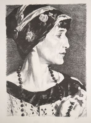 Боровский Давид. Портрет А. Ахматовой. 1960-е гг (?). Бумага, литография. 56,5х40,5 см (лист 76 