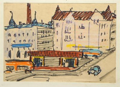 Назарова Нина. Финляндия. Городской пейзаж. 1960-е гг. Бумага, пастель. 20х28,5 см. Работа в 