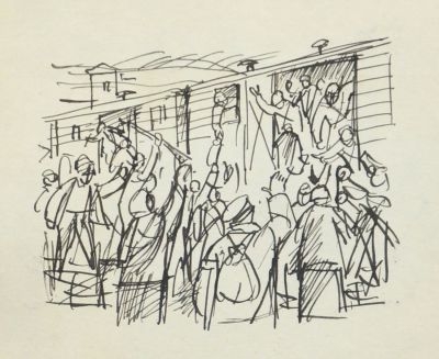 Ковалев Алексей. Вариант иллюстрации к книге &laquo;Чапаев&raquo;(Рабочий отряд). 1960-е гг (?). Бумага 