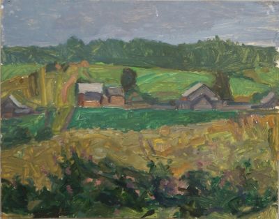 Иванов Михаил. Заозерье. 1970-е гг. Картон, масло. 31,5х39,5 см. Работа в хорошем состоянии, за 