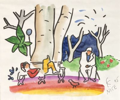 Ковенчук Гага. Nice. 2005 г. Бумага, маркер, акварель, 21х25,5 см. Работа в хорошем состоянии 