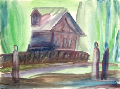 Писарева Геля. Весна. Озерки. 2000 г. Бумага, темпера. 47х62 см. Работа в хорошем состоянии, за 