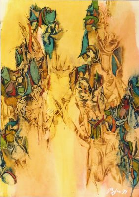 Гоосс Владимир. Абстрактная композиция. 1994 г. Бумага, масло. 42х29,5 см. Работа в хорошем 