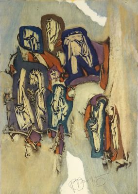 Гоосс Владимир. Абстрактная композиция. 1995 г. Бумага мелованная, масло. 42х29,5 см. Работа в 