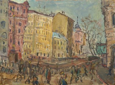 Гершкович Александр. Ленинградский пейзаж. 1970-80-е гг. Картон, масло, 45х60 см,. Работа в 