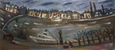 Жилина Наталья. Пейзаж. 1980-е гг. Холст, масло. 80х182 см. Работа в хорошем состоянии 