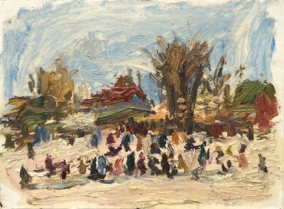 Флоренский Александр. Озерки. 1983 г. Картон, масло. 20,5х27,7 см. Работа в хорошем состоянии 