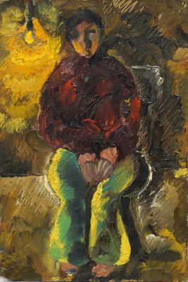 Флоренский Александр. Портрет мамы, Наташи Флоренской. 1976 г. Картон, масло. 27,5х18,5 см. Рабо 