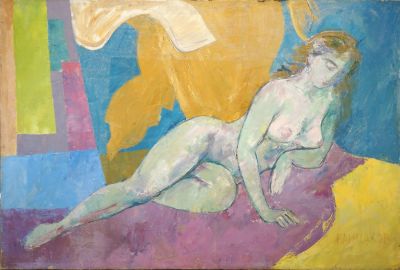 Байпаков. Модель. 1980-09-е гг., 115х170 см. Холст, масло. Работа в хорошем состоянии 