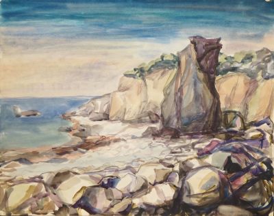 Иванов Игорь. Крым. Мухолатка. 1983 г. Бумага, акварель. 42,7х53,7 см. Работа в хорошем 