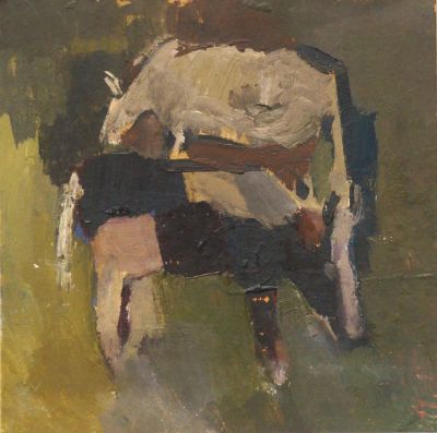 Флоренский Александр. Две коровы. 1978 г. Картон, масло. 21,4х21 см. Работа в хорошем состоянии 